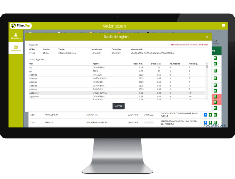 FitosPro Vademecum Detalle del Registro