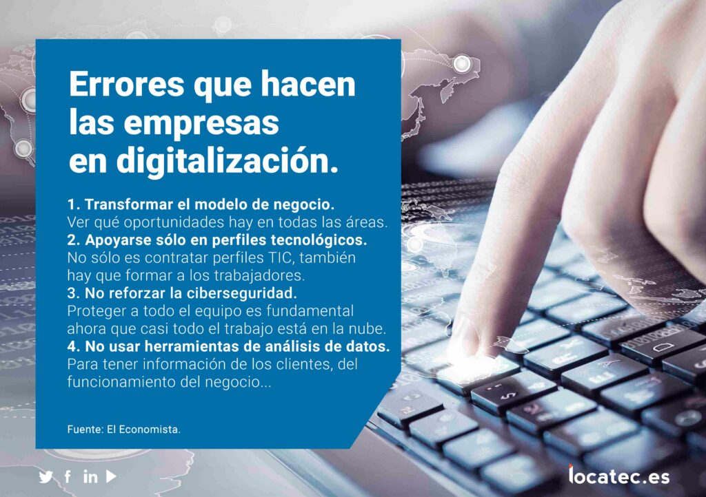 Errores más comunes en la digitalización de las empresas. noticia espana errores min